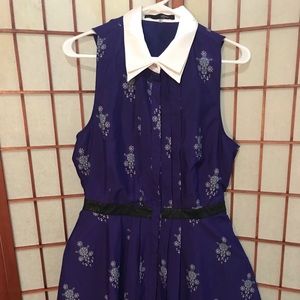 Mini Print Collared Summer Dress